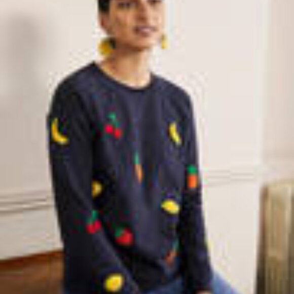 Boden Fruit Applique Cotton Sweatshirt - Picture 5 of 5
